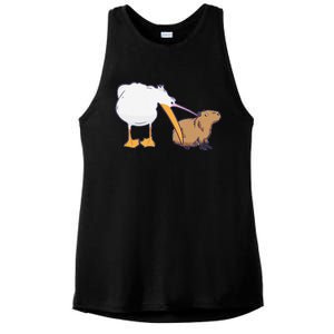 Pelican Tries To Eat Capybara Funny Cute Kawaii Meme Ladies PosiCharge Tri-Blend Wicking Tank