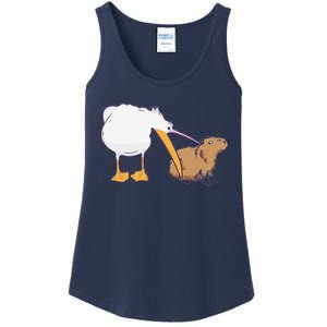 Pelican Tries To Eat Capybara Funny Cute Kawaii Meme Ladies Essential Tank