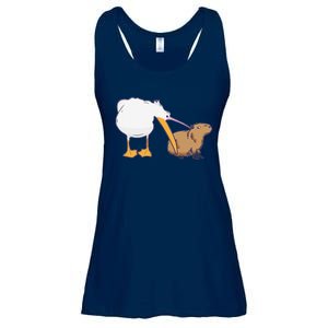 Pelican Tries To Eat Capybara Funny Cute Kawaii Meme Ladies Essential Flowy Tank