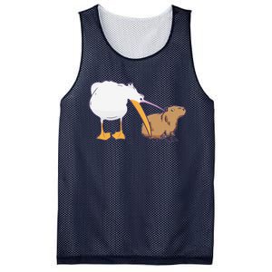 Pelican Tries To Eat Capybara Funny Cute Kawaii Meme Mesh Reversible Basketball Jersey Tank