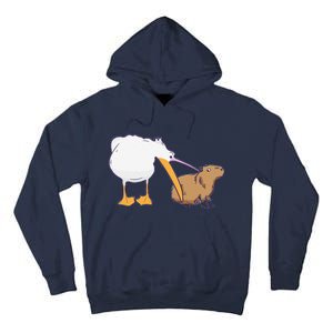 Pelican Tries To Eat Capybara Funny Cute Kawaii Meme Tall Hoodie