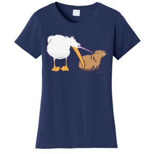 Pelican Tries To Eat Capybara Funny Cute Kawaii Meme Women's T-Shirt