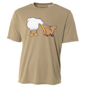 Pelican Tries To Eat Capybara Funny Cute Kawaii Meme Cooling Performance Crew T-Shirt