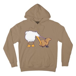 Pelican Tries To Eat Capybara Funny Cute Kawaii Meme Hoodie