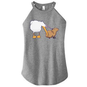 Pelican Tries To Eat Capybara Funny Cute Kawaii Meme Women's Perfect Tri Rocker Tank