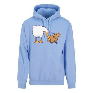 Pelican Tries To Eat Capybara Funny Cute Kawaii Meme Unisex Surf Hoodie