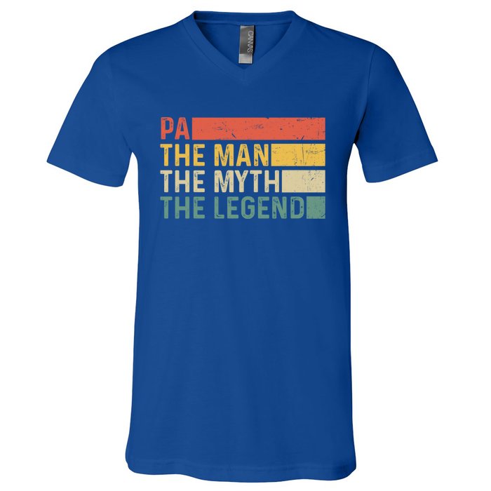 Pa The The Myth The Legend Vintage Gift For Pa Cute Gift V-Neck T-Shirt