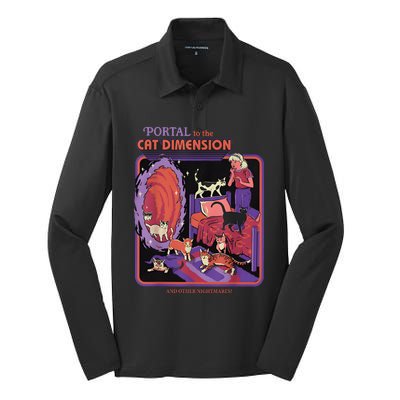 Portal To The Cat Dimension Halloween Party Horror Night Silk Touch Performance Long Sleeve Polo