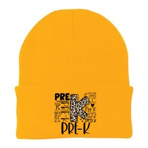 PreK Typography Team Pre K Teacher Back To School Knit Cap Winter Beanie