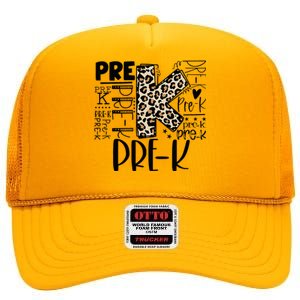 PreK Typography Team Pre K Teacher Back To School High Crown Mesh Back Trucker Hat