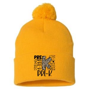 PreK Typography Team Pre K Teacher Back To School Pom Pom 12in Knit Beanie