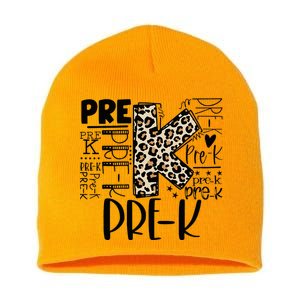 PreK Typography Team Pre K Teacher Back To School Short Acrylic Beanie