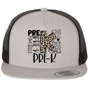 PreK Typography Team Pre K Teacher Back To School Flat Bill Trucker Hat