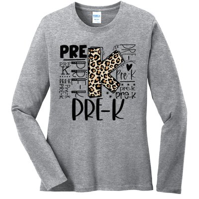 PreK Typography Team Pre K Teacher Back To School Ladies Long Sleeve Shirt