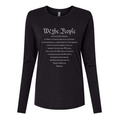 Preamble To The US Constitution 4th Of July We The People Womens Cotton Relaxed Long Sleeve T-Shirt