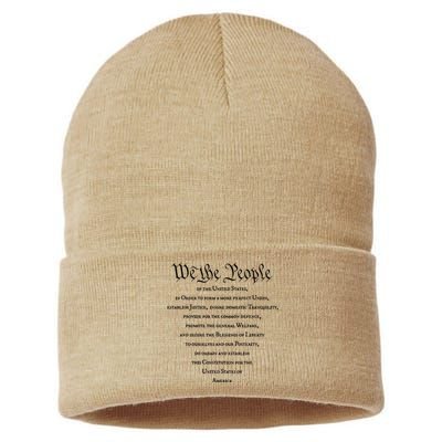 Preamble To The US Constitution 4th Of July We The People Sustainable Knit Beanie