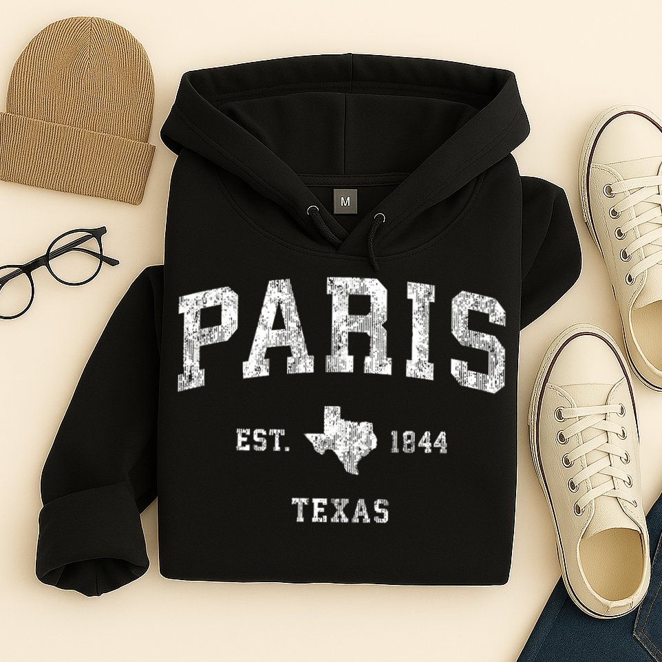 Paris Texas Tx Vintage Sports Hoodie