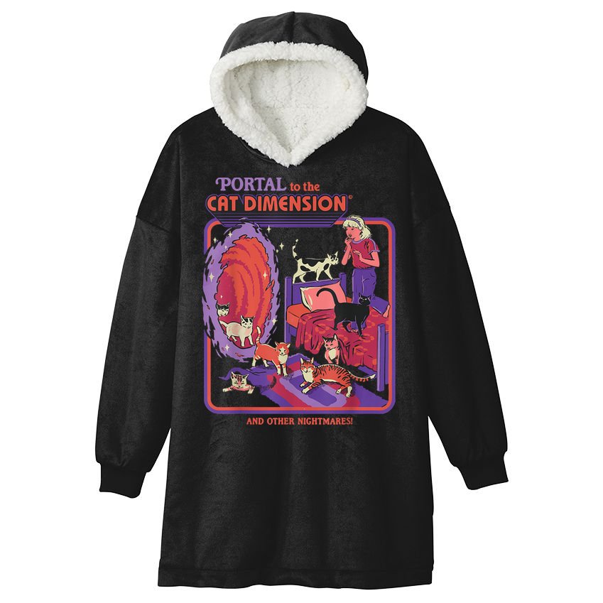 Portal To The Cat Dimension Halloween Hooded Wearable Blanket