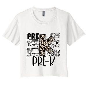 Prek Typography Team Pre K Teacher Back To School Women's Crop Top Tee