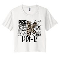 Prek Typography Team Pre K Teacher Back To School Women's Crop Top Tee