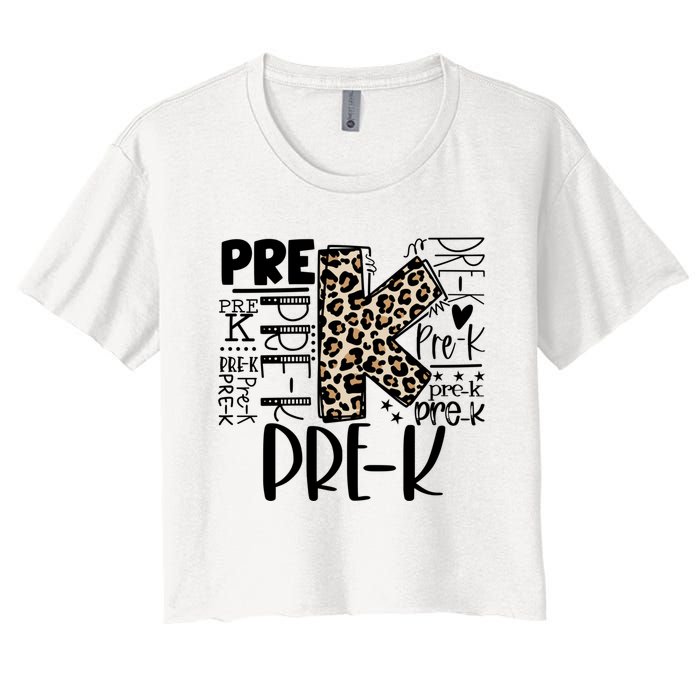 Prek Typography Team Pre K Teacher Back To School Women's Crop Top Tee