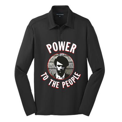 Power To The People Black History Icon Gift Silk Touch Performance Long Sleeve Polo