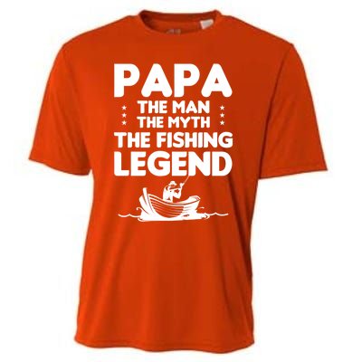 Papa The The Myth The Fishing Legend Cool Gift Cooling Performance Crew T-Shirt