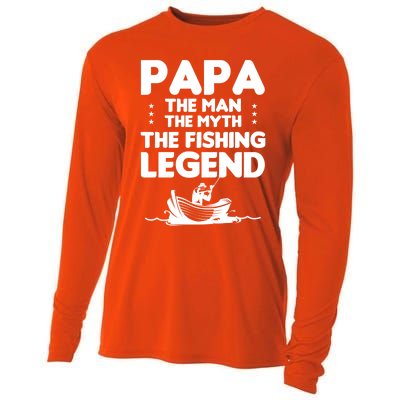 Papa The The Myth The Fishing Legend Cool Gift Cooling Performance Long Sleeve Crew