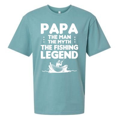 Papa The The Myth The Fishing Legend Cool Gift Sueded Cloud Jersey T-Shirt