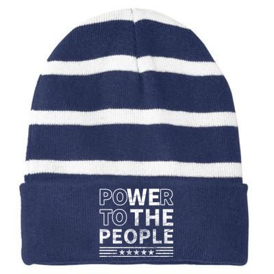 Power To The People Striped Beanie with Solid Band