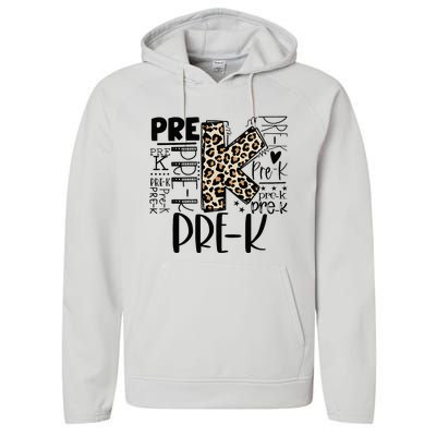 PreK Typography Team Pre K Teacher Back To School Performance Fleece Hoodie