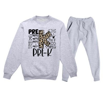 PreK Typography Team Pre K Teacher Back To School Premium Crewneck Sweatsuit Set