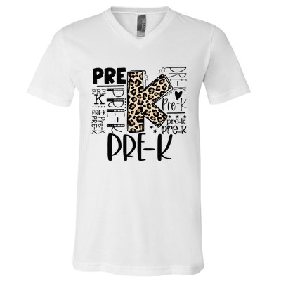 PreK Typography Team Pre K Teacher Back To School V-Neck T-Shirt