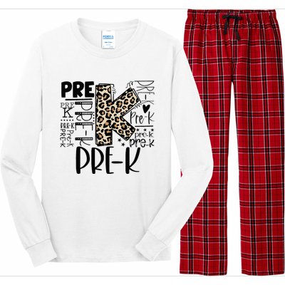 PreK Typography Team Pre K Teacher Back To School Long Sleeve Pajama Set