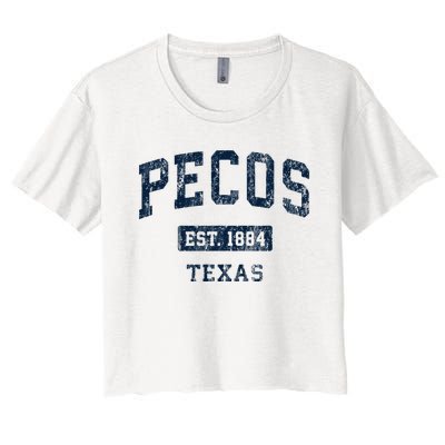 Pecos Texas Tx Vintage Sports Established Women's Crop Top Tee