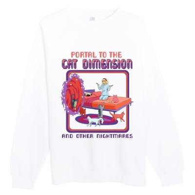 Portal To The Cat Dimension Funny Cat Kitten Lover Premium Crewneck Sweatshirt