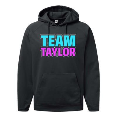 Personalized Team Taylor Family Name Performance Fleece Hoodie