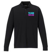 Personalized Team Taylor Family Name Performance Long Sleeve Polo