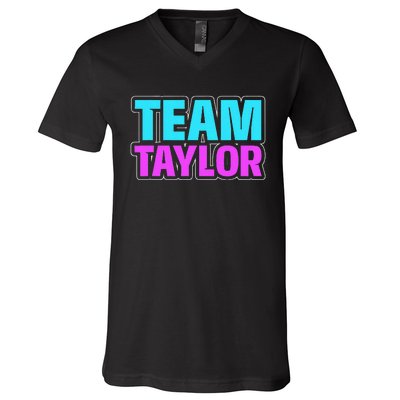 Personalized Team Taylor Family Name V-Neck T-Shirt