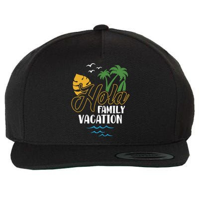 Palm Trees Tropical Summer Vacation Hola Family Vacation Funny Gift Wool Snapback Cap