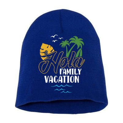 Palm Trees Tropical Summer Vacation Hola Family Vacation Funny Gift Short Acrylic Beanie