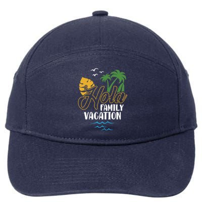 Palm Trees Tropical Summer Vacation Hola Family Vacation Funny Gift 7-Panel Snapback Hat