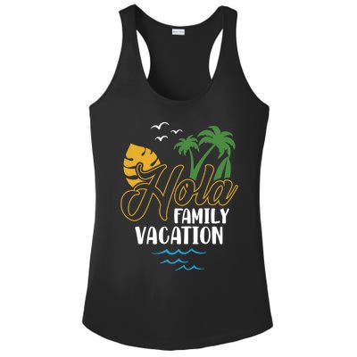 Palm Trees Tropical Summer Vacation Hola Family Vacation Gift Ladies PosiCharge Competitor Racerback Tank