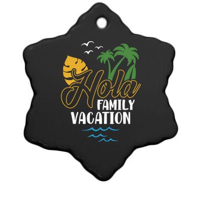 Palm Trees Tropical Summer Vacation Hola Family Vacation Gift Ceramic Star Ornament