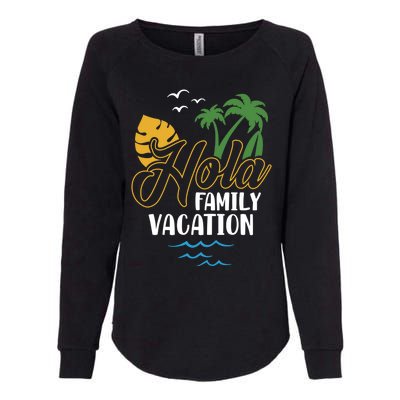 Palm Trees Tropical Summer Vacation Hola Family Vacation Gift Womens California Wash Sweatshirt