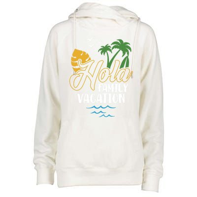 Palm Trees Tropical Summer Vacation Hola Family Vacation Gift Womens Funnel Neck Pullover Hood