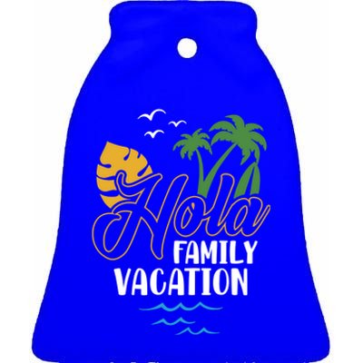 Palm Trees Tropical Summer Vacation Hola Family Vacation Gift Ceramic Bell Ornament