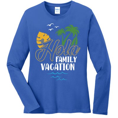 Palm Trees Tropical Summer Vacation Hola Family Vacation Gift Ladies Long Sleeve Shirt