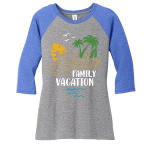 Palm Trees Tropical Summer Vacation Hola Family Vacation Gift Women's Tri-Blend 3/4-Sleeve Raglan Shirt