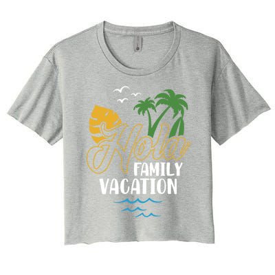 Palm Trees Tropical Summer Vacation Hola Family Vacation Gift Women's Crop Top Tee